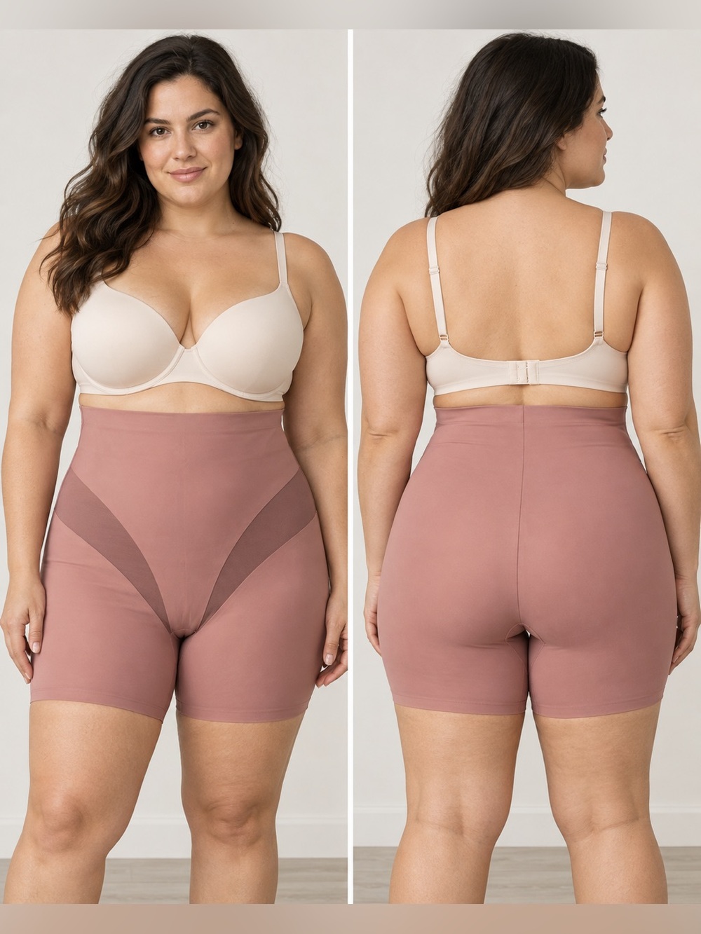 Nicole Miller New York 2X High Waist Shapewear Shorts Dusty Rose